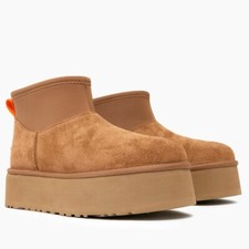 Nuevo 100% UGG Clásico Mini Dipper Plataforma 1168170 Mujer Moda Botas Castaño