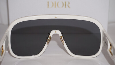 Christian Dior Sunglasses New Shield White Gold Grey Christian Dior Sunglasses New Shield White Gold Grey