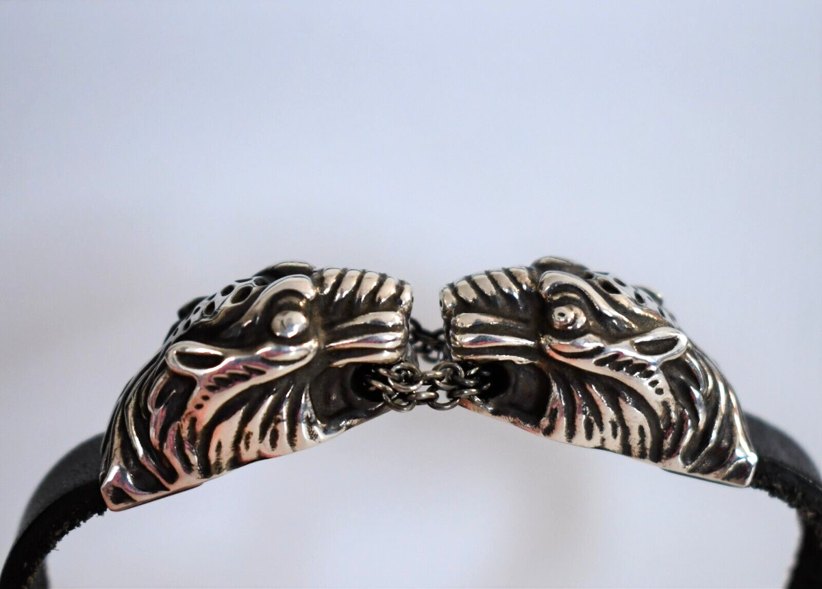 🆕️ Auth GUCCI DOUBLE FELINE TIGER-HEAD .925 STERLING 🆕️ Auth GUCCI DOUBLE FELINE TIGER-HEAD .925 STERLING