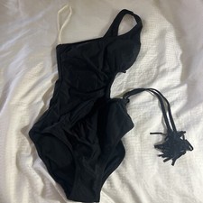 Aerie Women  s Black Cut Out Asymmetrical One Piece Shoulder Swimsuit Sz XXS NWT