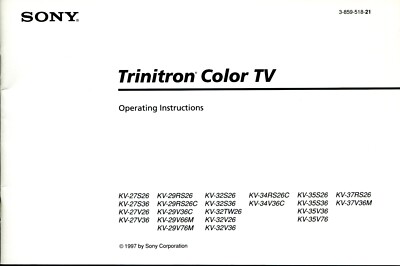 Sony Trinitron Color TV Owner's Operating User Instruction Manual 1997