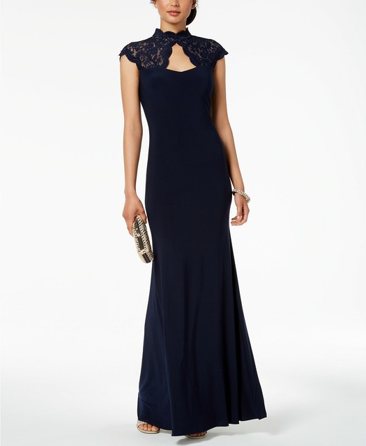 betsy and adam glitter lace gown