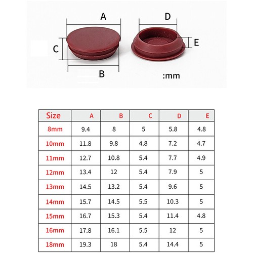 Hole Plug Round Silicone Rubber Blanking Seal Bung Pipe Tube 8mm - 18mm - Picture 2 of 5