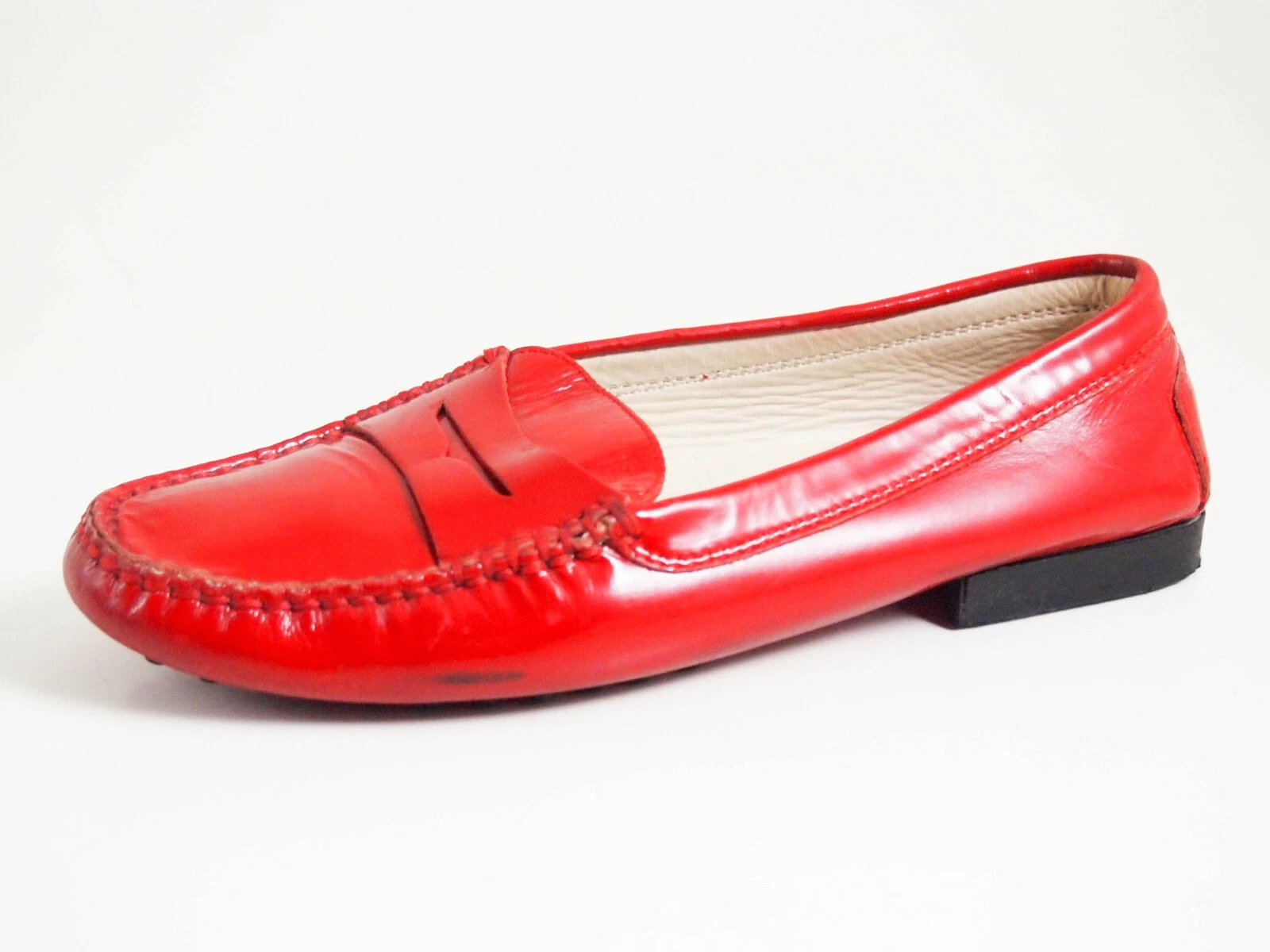 TOD’S Mocassino TOD'Ss Gommino rosso in pelle patinata scarpa da donna taglia EU 37 US 7