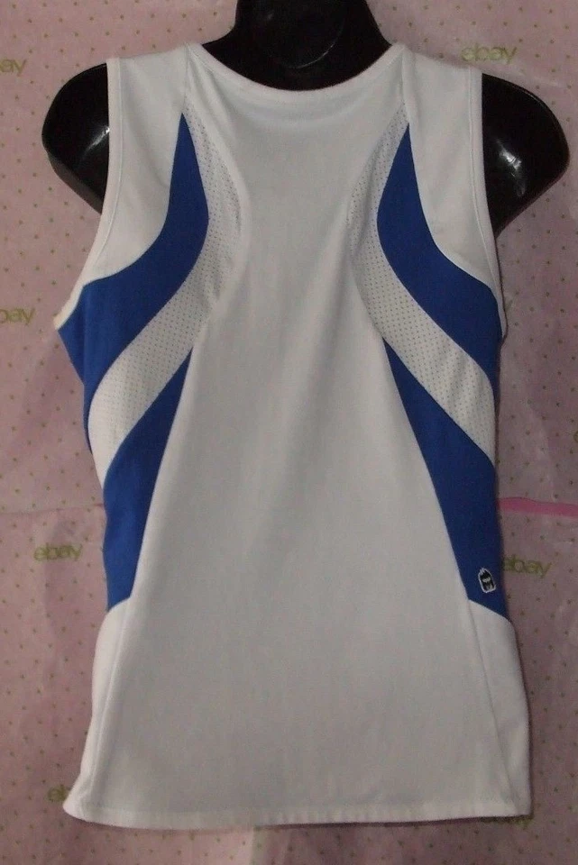 $68 DUC ACTIVE Tanque TALLA 34" BUSTO Pequeño Azul Blanco Dri Fit Top MANCHA DEBAJO DEL BRAZO Foto 3 de 4