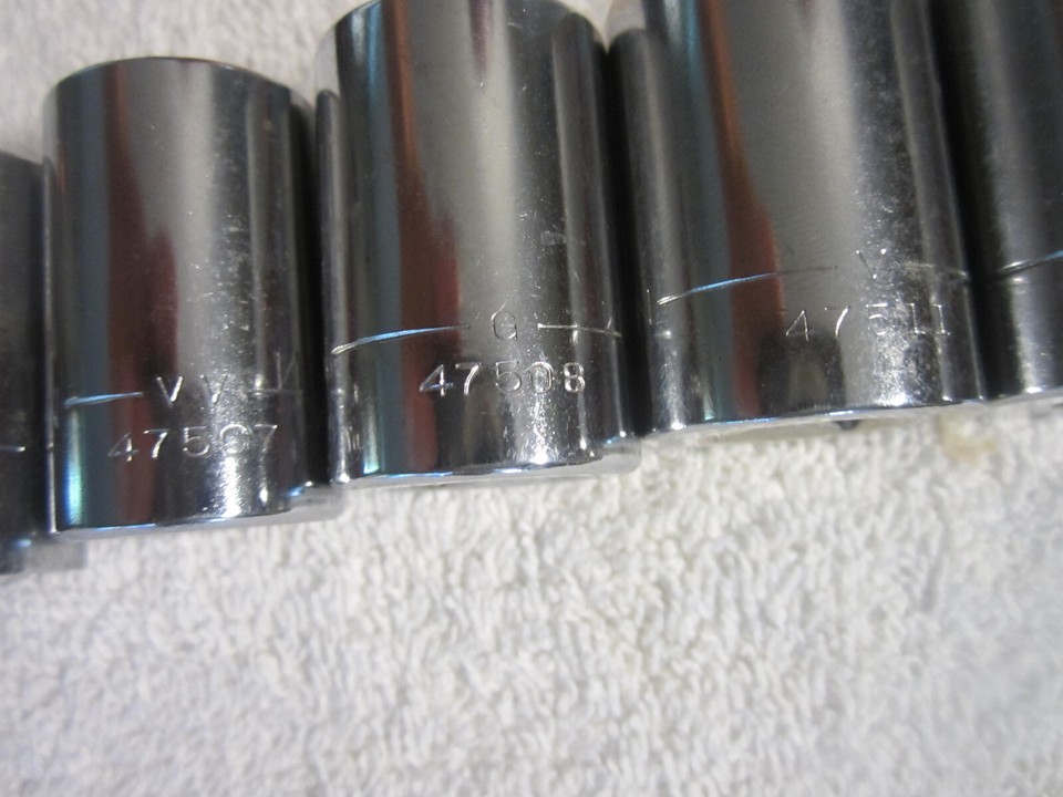 8 piece CRAFTSMAN 1/2" Drive 12Pt Socket Set lot VTG USA tools 1" 7/