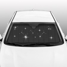 BDK Universal Black Glitter Auto Sun Shade for Car SUV Truck Windshield Sunshade