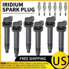 6pcs OEM 90919-02250 Ignition Coil Spark Plug For Toyota Lexus RAV4 Camry Tundra