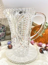 Bohemia Crystalex 24% Lead Crystal Water Pitcher Jug Pineapple Hand Cut Vintage