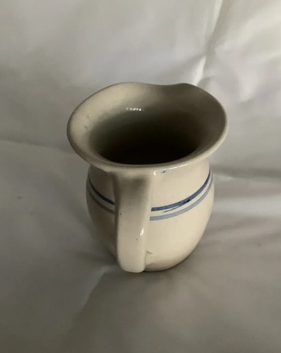 Taza de taza crema de gres cerámica Marshall Texas 4-1/2"" mango doble de anillos azules - Imagen 4 de 7