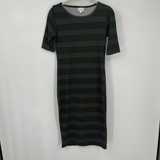 LuLaRoe Womens Dress XS Julia Green Striped Short Casual Sheath Knit Preppy New