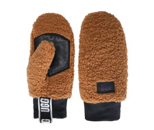 Womens UGGfluff Mitten With Logo Tape - Chestnut, Size S/M 101099 