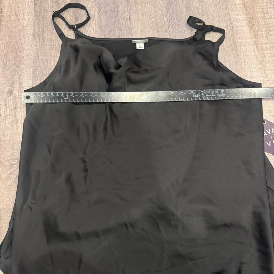 Ava&Viv Women’s Black Satin Camisole Top Plus Size 3x Dressy, Heavy Satin New - Image 4 of 4