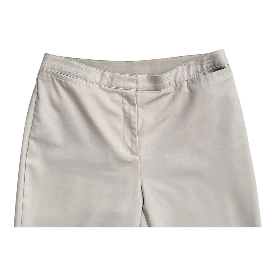 RUBY RD Womens Size 12 Khaki Beige Straight Leg Flat Front Pants 27" Inseam - Image 3 of 4