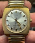 Vintage 1970s TIMEX ELECTRONIC Mens gold tone 36mm WATCH Wristwatch WORKING