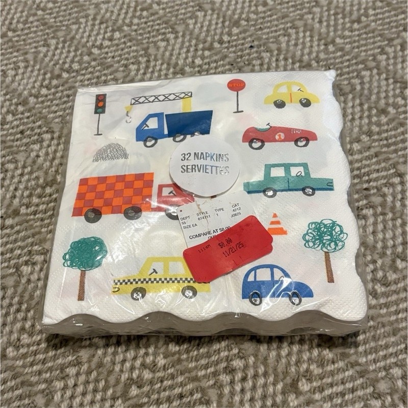 Meri Meri Vehicles Transportation Paper Napkins 32 Pack Square Multicolor