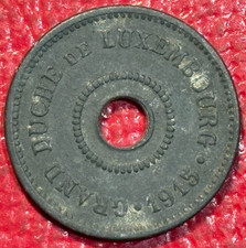 VINTAGE 1915 LUXEMBOURG 10 CENTIMES COIN-DEC845