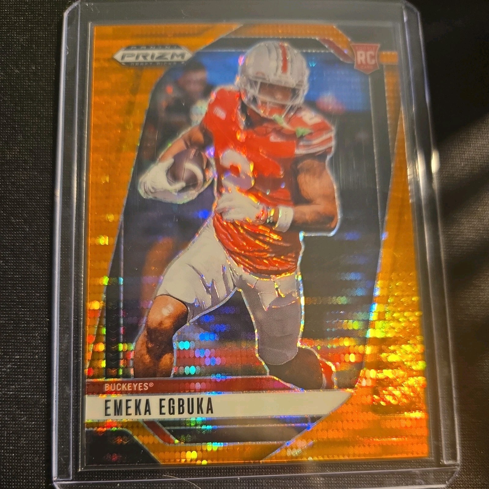 2025 Prizm Draft Picks Emeka Egbuka Orange Pulsar Prizm /75 RC #85