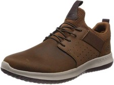 Image of Skechers Delson Axton Slip On Trainers Men's Dark Brown Leather Size 10 UK