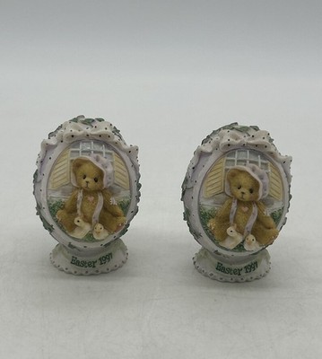 Cherished Teddies Bear & Baby Ducks Easter 1997 Egg Figurines Set Of 2