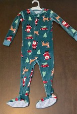 2T Carter's Just One You Boys Christmas Santa Reindeer Footed Pajamas