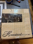 Vintage 1950's Homestead Snack Set by Federal Glass Four Plates Four Cups