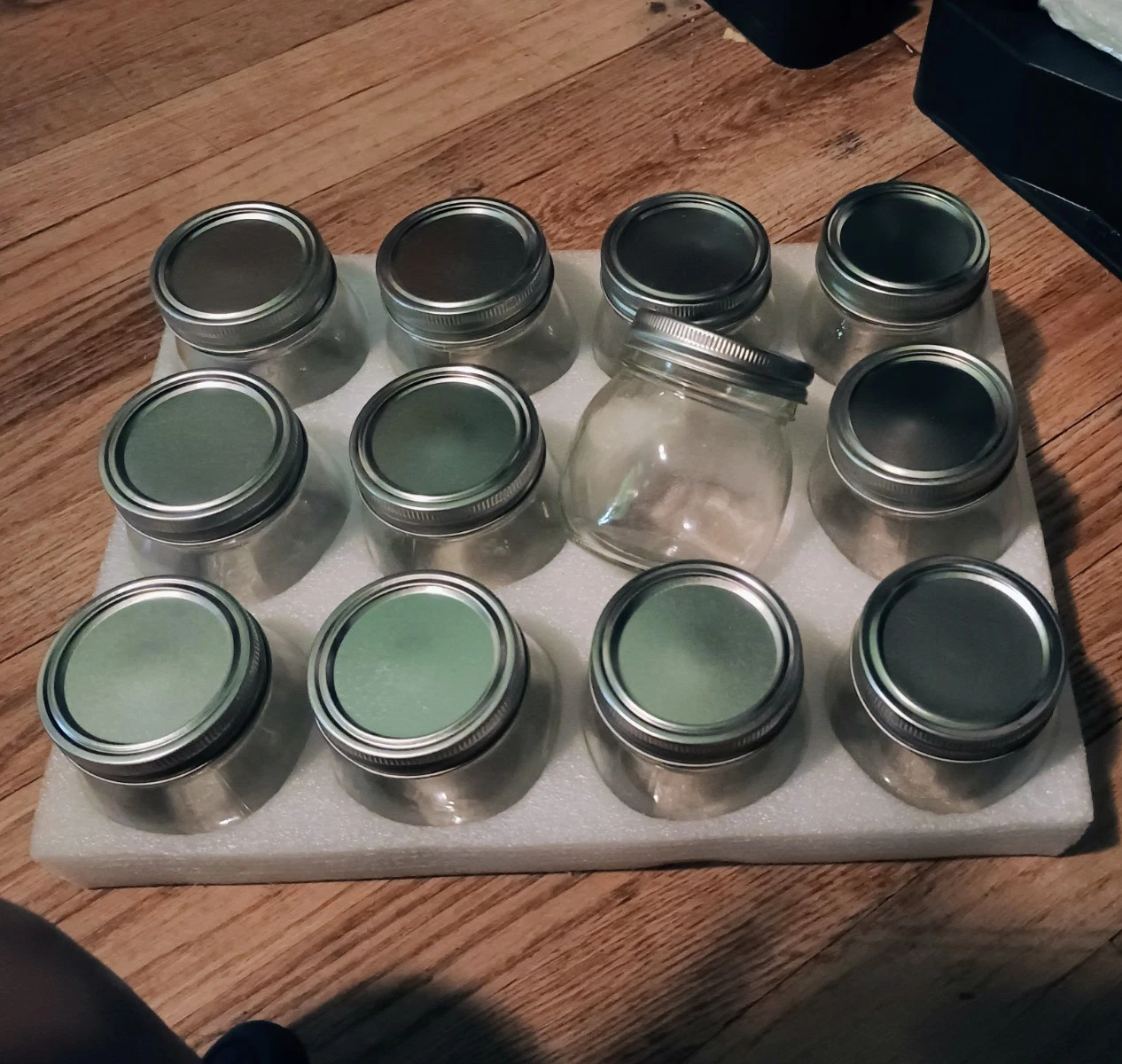 19pc 4 oz Clear Glass Round Canning Jars w/ Reusable Silver Metal Lids
