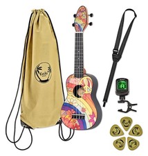 Ortega K2-68-L Keiki Sopran Ukulele Agathis Pack Set Tasche Tuner Plektren Gurt