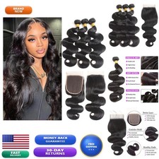 Brazilian Virgin Hair Body Wave 3 Bundles 22 24 26 20 in Closure 4x4 Free Part