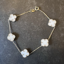 585 Gelbgold Armband Ankerkette mit weißen K...