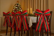Christmas Dining Chair Bow 4pc Set Red Green Door Decor Xmas Decoration 45cm