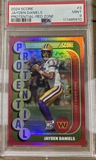 2024 Score - Protential - Red Zone Jayden Daniels (RC)  #15/20 POP 1!!!!! PSA 9