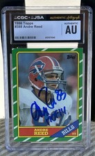 1986 Andre Reed Topps Football CGC/JSA PSA Bills AUTO Authentic HOF Rookie Card. rookie card picture