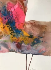 Abstract Mixed Media Painting on 11 X 15” Paper Contemporary