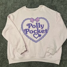 Polly Pocket Women's XXL Sweatshirt Pink Bow Graphic Print Soft Cozy