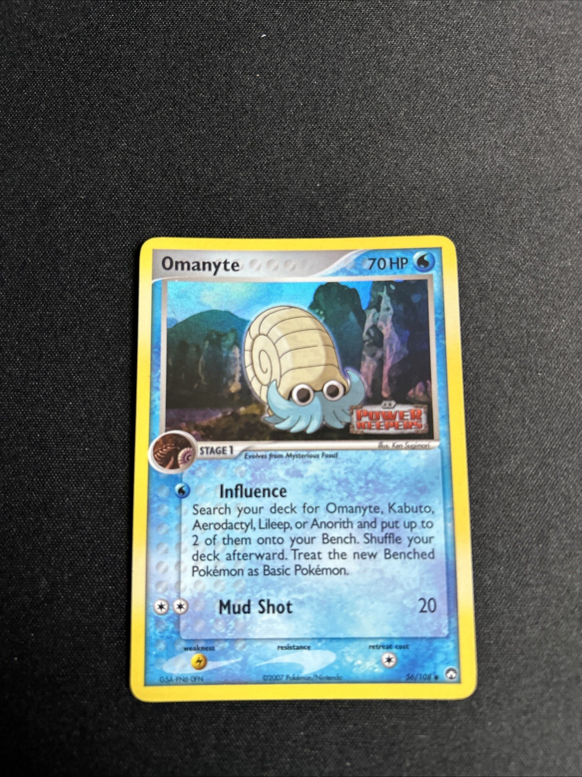 2007 Pokemon Omanyte Reverse Holo EX Power Keepers Stamp 56/108 LP- Rare Card