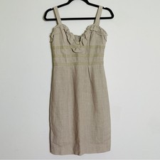 Oscar Del La Renta Tan Cotton Short Summer Mini Dress Made In Italy Size 2