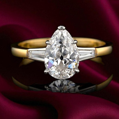 Diamant Jubiläumsring 18K mehrfarbig Gold 3,30 Karat Birnenschliff IGI Lab Cr...