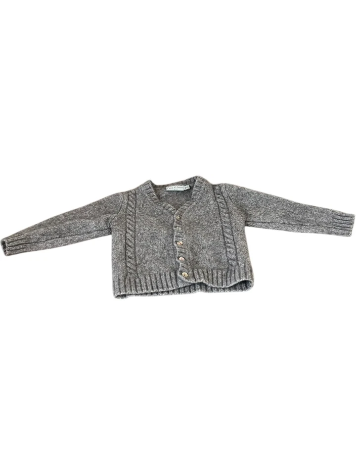 Papo d'Anjo sz 3 Boys Cashmere Charcoal Gray Cardigan Sweater Toddler Button Up - Image 3 of 4
