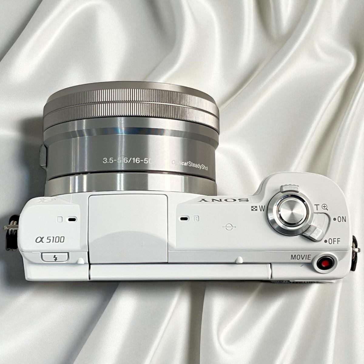 Near Mint] Sony Alpha a5100 White 24.3MP w/16-55 Lens Battery