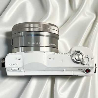 Near Mint] Sony Alpha a5100 White 24.3MP w/16-55 Lens Battery