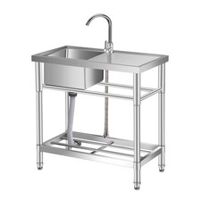 Stainless Steel Utility Sink, 30" x 16" x 30" Free Standing Single Bowl Sink ...