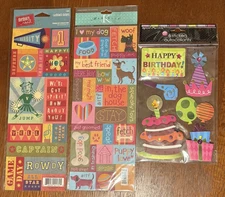 3 Packs of Stickers - 40+ Stickers - Embossed 3D Variety (Birthday, Dogs, Cheer)