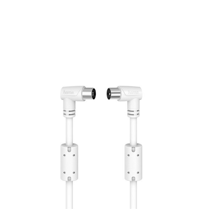 Hama Antenna Cable Coax Plug - Coax Socket 90 Degree 5m 90dB White
