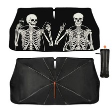 Funny Skeleton Driving Car Windshield Sunshade Umbrella Skull Sun Shade for C...