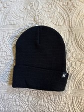 American Eagle Outfitters Men  s Black Logo Cuff Knit Beanie Hat O/S NWT