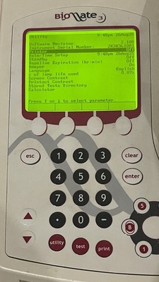 THERMO BIOMATE 3 SPECTROPHOTOMETER POWER ON TESTED 99.3% LAMP LIFE REMAINING