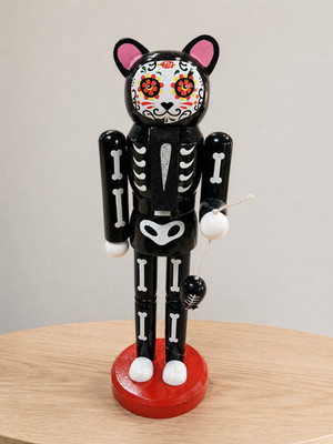 Day of the Dead Skeleton Cat Nutcracker Sugar Skull Gothic Decor