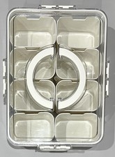 Tritan Snackle Box Container-8 Piece-Divided Serving Tray-Locking Lid w/Handle