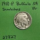 1918-P Buffalo 🦬 Indian Head Nickel 5c Vg Very Good Scratches